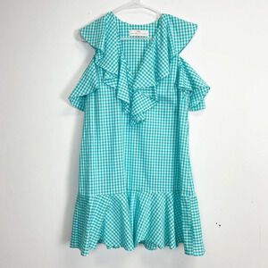 Amanda Uprichard Gingham Dress Womens Small Blue White Cotton Checks